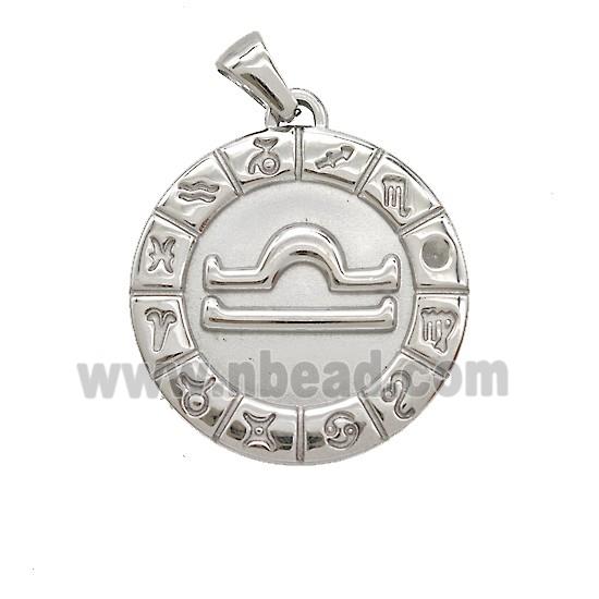 Raw Stainless Steel Symbols Pendant Zodiac Libra