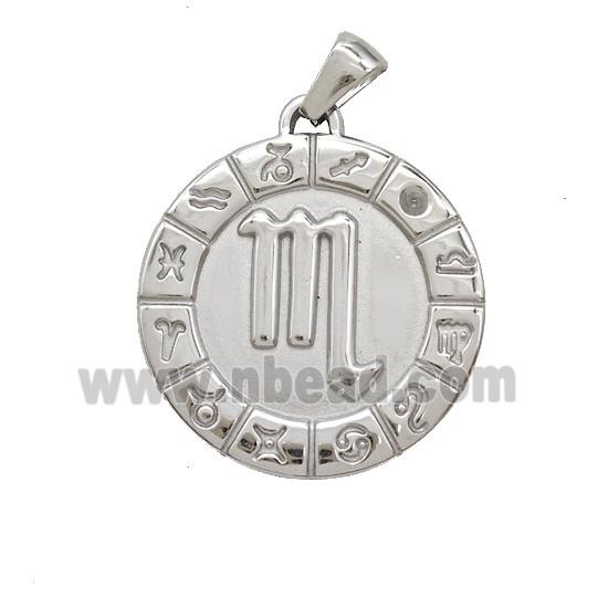 Raw Stainless Steel Symbols Pendant Zodiac Scorpio