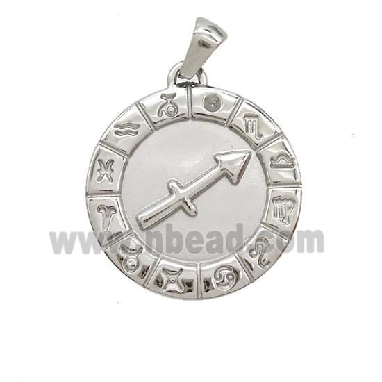 Raw Stainless Steel Symbols Pendant Zodiac Sagittarius