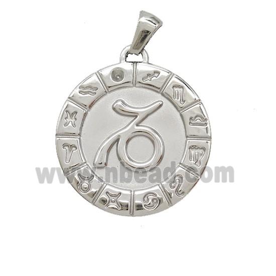 Raw Stainless Steel Symbols Pendant Zodiac Capricorn