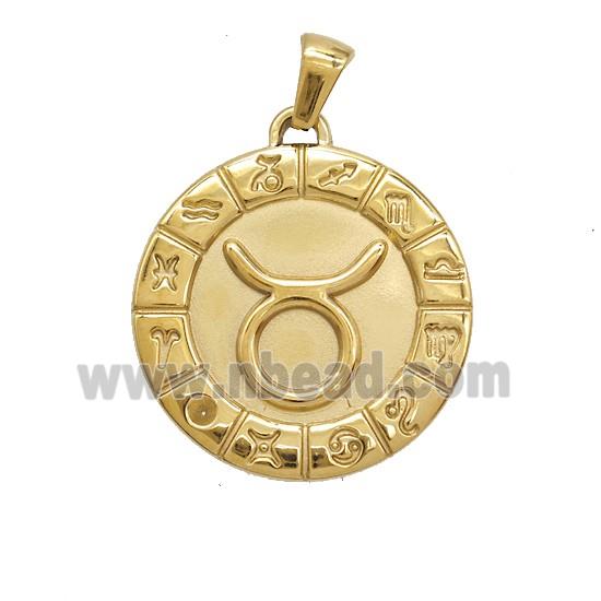 Stainless Steel Symbols Pendant Zodiac Taurus Gold Plated