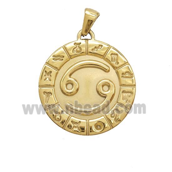 Stainless Steel Symbols Pendant Zodiac Cancer Gold Plated