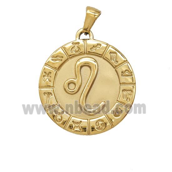Stainless Steel Symbols Pendant Zodiac Leo Gold Plated