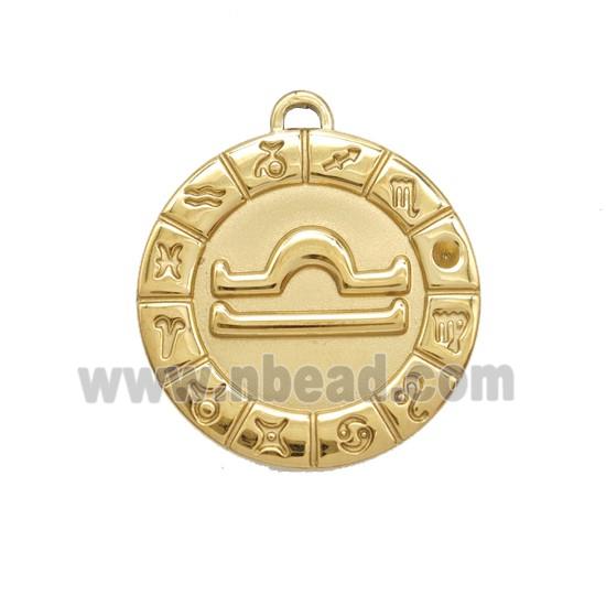 Stainless Steel Symbols Pendant Zodiac Libra Gold Plated