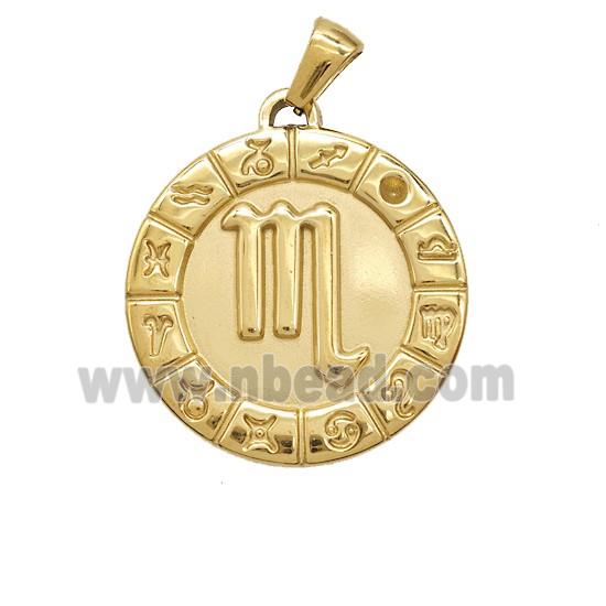 Stainless Steel Symbols Pendant Zodiac Scorpio Gold Plated