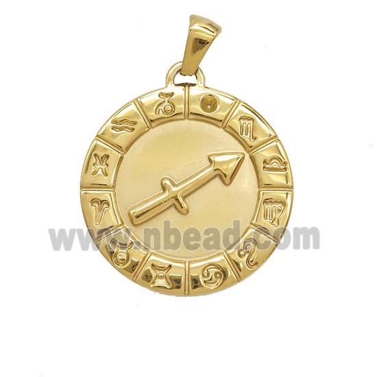 Stainless Steel Symbols Pendant Zodiac Sagittarius Gold Plated