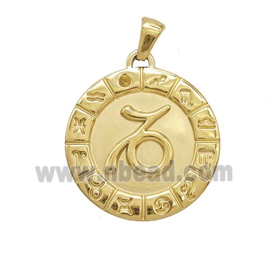 Stainless Steel Symbols Pendant Zodiac Capricorn Gold Plated