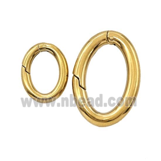 Stainless Steel Carabiner Clasp Oval Gold Plated