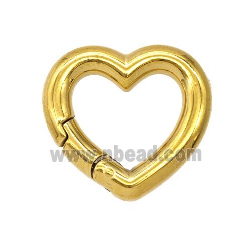Stainless Steel Carabiner Clasp Heart Gold Plated