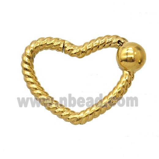 Stainless Steel Carabiner Clasp Heart Gold Plated