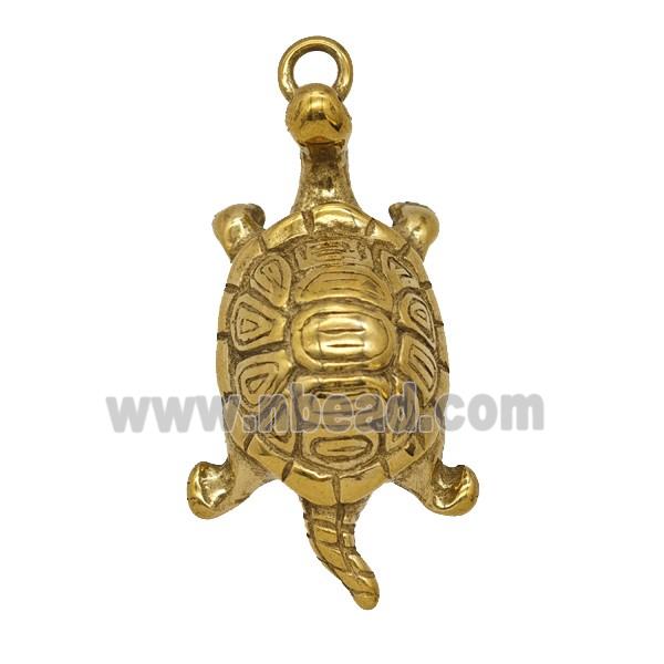 Stainless Steel Tortoise Pendant Gold Plated