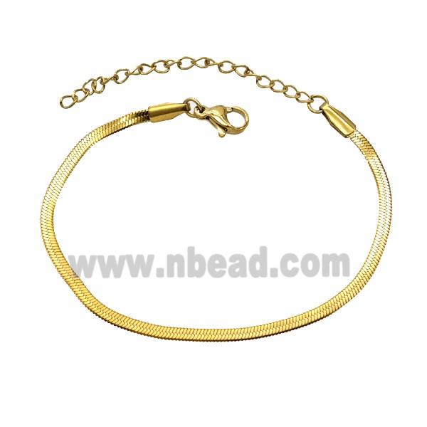 Stainless Steel Bracelet Chain Flat Snake Gold Plated