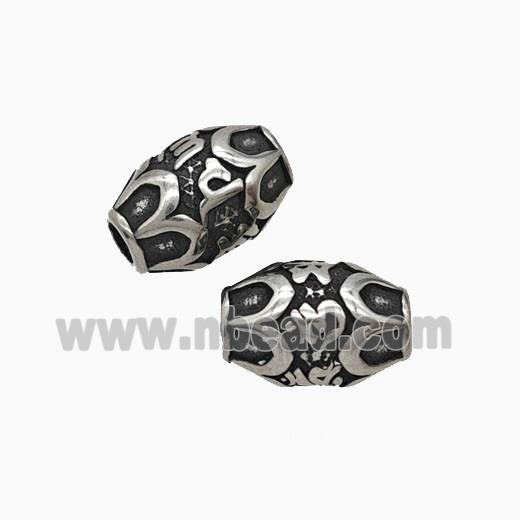 Stainless Steel Rice Beads Large Hole Antique Silver