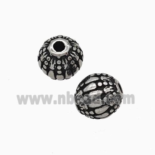 Stainless Steel Round Beads Antique Silver