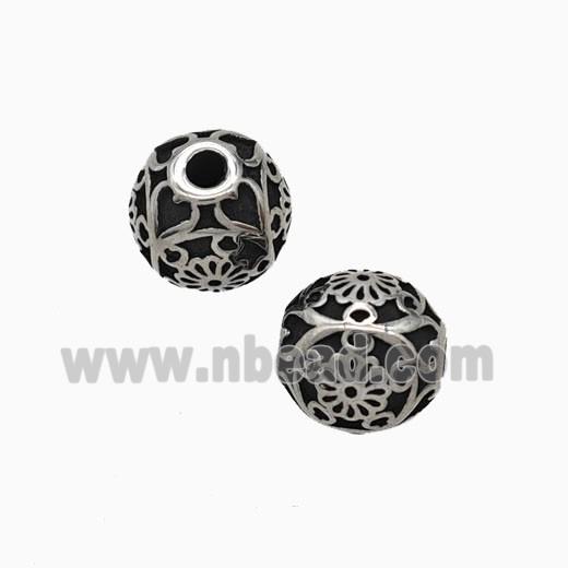 Stainless Steel Round Beads Antique Silver