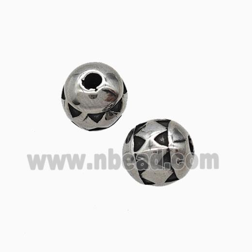 Stainless Steel Round Beads Antique Silver