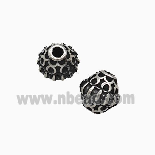Stainless Steel Bicone Beads Antique Silver