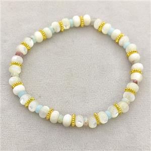 MOP Shell Bracelets Stretchy Rondelle, approx 6mm