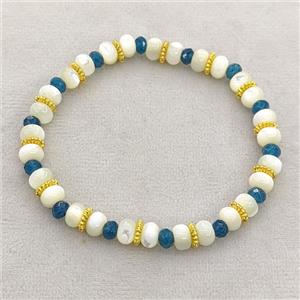 MOP Shell Bracelets Stretchy Rondelle, approx 6mm
