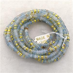 Natural Blue Aquamarine Bracelets Stretchy Rondelle, approx 4mm