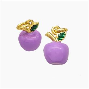Copper Apple Pendant Lavender Enamel Gold Plated, approx 10mm