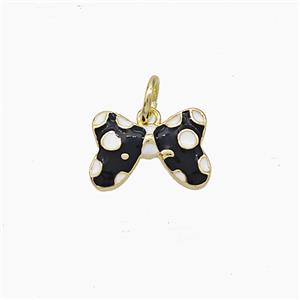 Copper Butterfly Pendant Black Enamel Gold Plated, approx 8-12mm