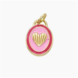 Copper Heart Pendant Enamel Oval Gold Plated, approx 10-12mm