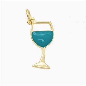 Copper Goblet Pendant Teal Enamel WineCup Gold Plated, approx 8-16mm