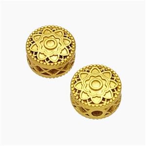 Copper Button Beads Flower Gold Plated, approx 10mm