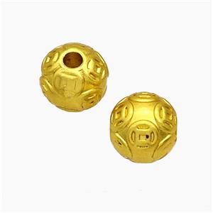 Copper Round Beads Large Hole Gold Plated, approx 9mm, 2mm hole