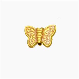 Copper Butterfly Beads Painted Gold Plated, approx 8-10.5mm