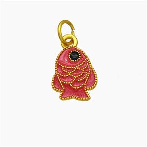 Copper Fish Pendant Red Painted Gold Plated, approx 8.5-10mm