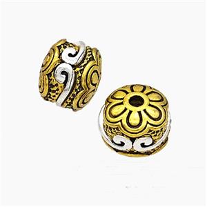 Tibetan Style Alloy Beads Flower Antique Silver Golden, approx 9-11mm
