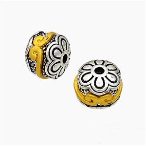 Tibetan Style Alloy Beads Flower Antique Silver Golden, approx 9-11mm