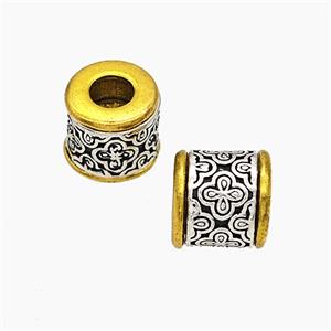 Tibetan Style Alloy Beads Tube Large Hole Antique Silver Golden, approx 10mm, 5mm hole