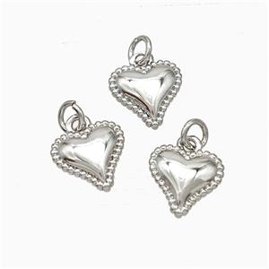 Copper Heart Pendant Platinum Plated, approx 8mm