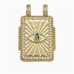 Copper Tarot Card Pendant Micropave Zirconia Eye 2loops Gold Plated, approx 17-26mm