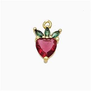 Copper Cherry Pendant Pave Crystal Glass Gold Plated, approx 8-10mm