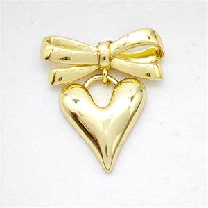 Copper Bowknot And Heart Pendant Gold Plated, approx 12-13mm, 7-17mm