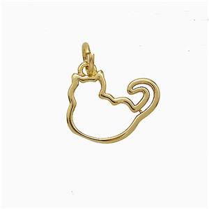 Copper Cat Pendant Gold Plated, approx 11-14mm