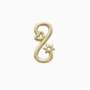 Copper Infinity Connector Heart Flower Gold Plated, approx 6-12mm