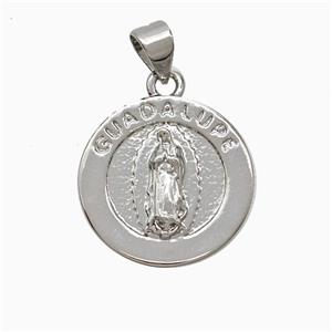 Lady Of Guadalupe Charms Copper Pendant Platinum Plated, approx 17mm