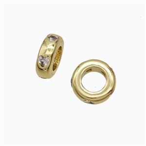 Copper Rondelle Beads Pave Zirconia Gold Plated, approx 8mm