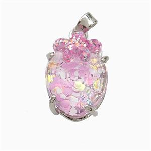 Acrylic Oval Pendant With Starfish Copper Platinum Plated, approx 12-16mm