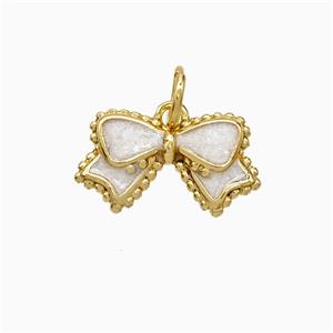 Copper Bowknot Pendant White Painted Gold Plated, approx 8-14mm