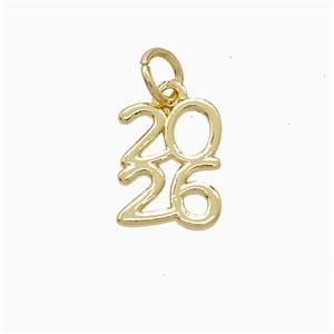 Copper 2026 Pendant Gold Plated, approx 9-11.5mm