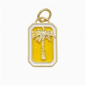 Coconut Tree Charms Copper Palm Pendant Yellow Enamel Gold Plated, approx 10-15mm