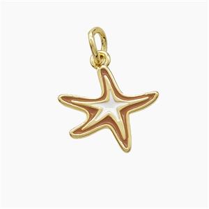 Copper Starfish Pendant White Coffee Enamel Gold Plated, approx 13mm