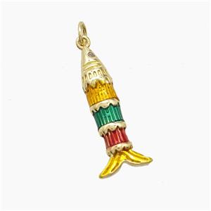 Copper Fish Pendant Multicolor Painted Gold Plated, approx 6-24mm