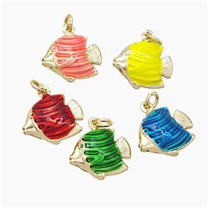 Copper Fish Pendant Painted Gold Plated Mixed, approx 14-17mm